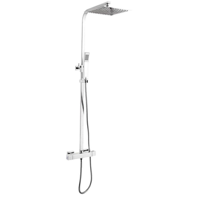 GO by Van Marcke Dukan opbouw regendoucheset – thermostatisch – 25 cm vierkante hoofddouche – handdouche – glijstang – chroom