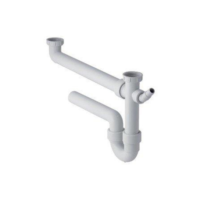 Geberit buissifon - voor spoeltafel - met 2 bakken - met afvoerbocht - 6/4" - D - 40mm - extra lang - wit