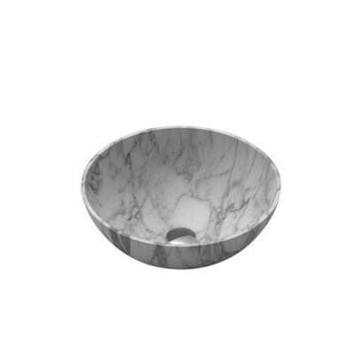 Nemo Stock Java Marbre bol lavabo à poser rond 420 x 420 x 150 mm avec trou de vidage marbre blanc