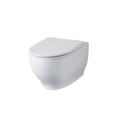 Nemo Spring Cascata wandtoilet - 56x36x36cm - zonder spoelrand - zitting Huitgang - porselein wit - met verdoken bevestiging - hangtoilet