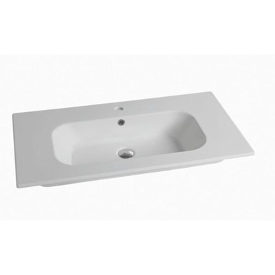 Nemo Spring Nubes tablet - 81x46.5x17cm - porselein - 1 wastafel - met kraangat - overloop - Cettina - geintegreerd - mat wit