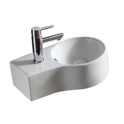 Nemo Spring Bali II petit lave-mains 440 x 275 mm montage murale porcelaine blanc trou d'évacuation D45 mm trou de robinet traversant gauche D35 mm avec trop-plein