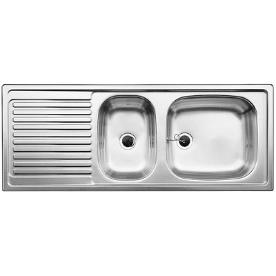 Blanco Top EZS Évier encastrable - 110x43.5cm - épaisseur 0.8mm - clips de fixation réversibles - acier inoxydable