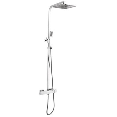 GO by Van Marcke Dukan opbouw regendoucheset – thermostatisch – 25 cm vierkante hoofddouche – handdouche – glijstang – chroom