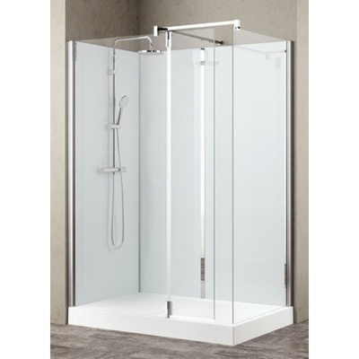 Nemo Stock complete inloopdouche - 140x90cm helder - 6mm - veiligheidsglas witglas glazen wand - Collection - Vidrio Walk-Inn - 1 draaideel - 37cm