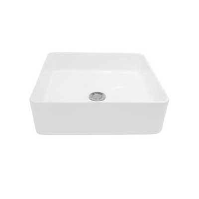 Nemo Spring Sun vierkant wastafel opbouw 400x400x120 mm porselein wit afvoergat diameter 45 mm zonder overloop zonder kraangat OUTLETSTORE
