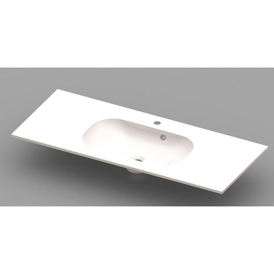 Nemo Spring Ovum geïntegreerde tablet - 120x50x20cm - met 1 centrale verzonken wastafel - afvoergat D 45mm - voorgeboord kraangat 35 - overloop - meubelwastafel - wit