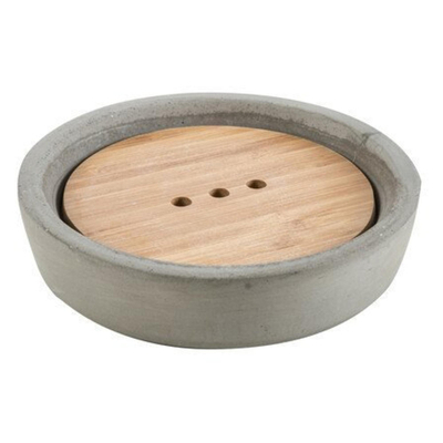 Nemo Stock Collection Natural Boro zeephouder - 11.5x2.5cm - materiaal beton/hout - betonhout
