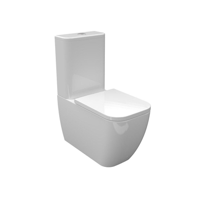 Nemo Spring Sun PACK staand toilet 345 x 660 x 850 mm porselein wit uitgang H 19 cm met S-extensie inclusief met jachtbak met dunne softclose en takeoff toiletzitting in wit duroplast