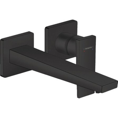 Hansgrohe Metropol 1 greeps wastafelkraan - afbouwdeel - met voorsprong 225 mm en afvoerplug - mat zwart