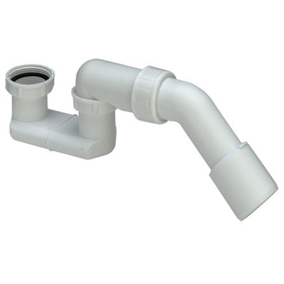 Viega siphon tubulaire pour baignoires standard avec ouverture d'évacuation 64 avec coude d'évacuation 45 avec pièce de raccordement D 40 D 50 mm PP blanc