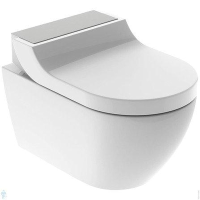 Geberit AquaClean Tuma Comfort Douchewc - spoelrandloos - wand - afdekplaatje gev. RVS - rimfree - glans wit