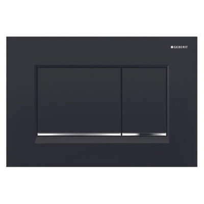 Geberit Sigma20 bedieningsplaat - 2-toets spoeling - rechthoekige knoppen - zwart/glans chroom/zwart - dualflush - glans zwart