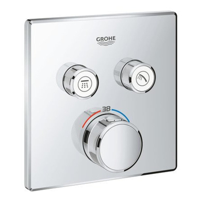 Grohe SmartControl Mitigeur thermostatique encastré - 3 boutons - carré - chrome