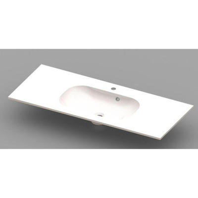 Nemo Spring Ovum geïntegreerde tablet - 120x50x20cm - met 1 centrale verzonken wastafel - afvoergat D 45mm - voorgeboord kraangat 35 - overloop - meubelwastafel - wit