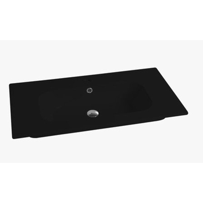 Nemo Spring Nubes tablet - 81x46.5x17cm - porselein - 1 wastafel - met kraangat - overloop - Cettina - geintegreerd - zwart