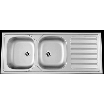 Nemo Start Merlot évier à poser avec 2 bacs avec égouttoir acier inoxydable réversible 1200x500 mm bouchons avec garniture de trop-plein sans siphon