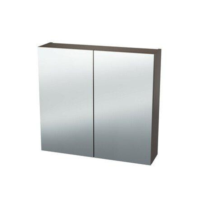 Nemo Spring Nebulo spiegelkast - 60x65x17.8cm - 1 deur - glazen leggers - met stopcontact - zonder schakelaar - enkelzijdige spiegeldeur - Basalt