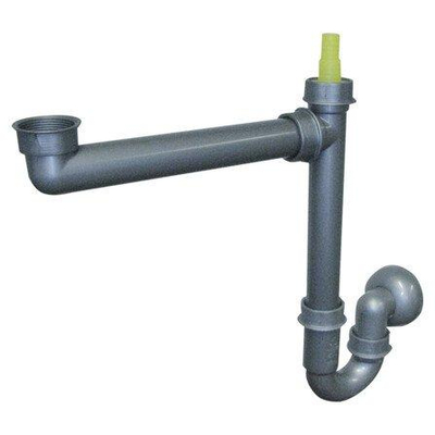 Nemo Skill siphon pour évier avec 1 cuve gain de place raccordement avec lave-vaisselle possible 64 x 40 mm PP gris