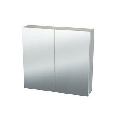 Nemo Spring Nebulo spiegelkast - 60x65x17.8cm - 1 deur - glazen leggers - met stopcontact - zonder schakelaar - enkelzijdige spiegeldeur - White Standard