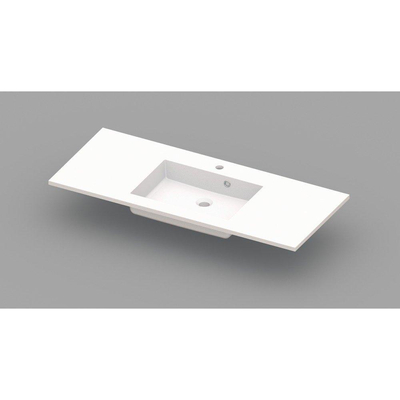 Nemo Spring Coste plan-vasque avec 1 vasque encastrée centrale 1200 x 500 x 200 mm avec trop-plein marbre de synthèse blanc