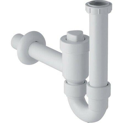 Geberit siphon uniflex verrouillable pp 6/4 avec réduction 6/4 x5/4 avec tube mural 40mm blanc