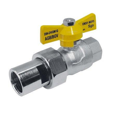 Go by Van Marcke robinet à boisseau sphérique pour gaz naturel et LPG + raccord 3/4F x 3/4FR chromé mat