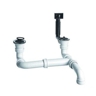 Blanco dubbele af en overloopgarnituur 1 12 voor werfspoelbakken 500370 500374 500847 510502 510503 510505