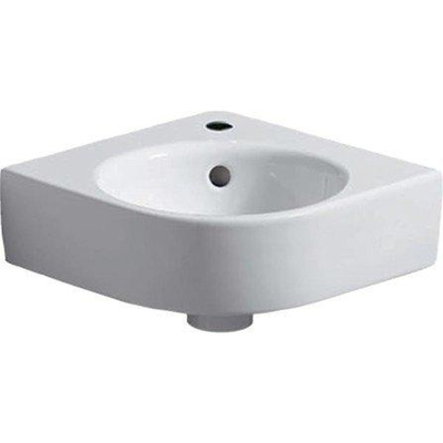 Geberit Renova compact lave-mains d’angle 45cm 1 trou de robinet avec trop-plein blanc