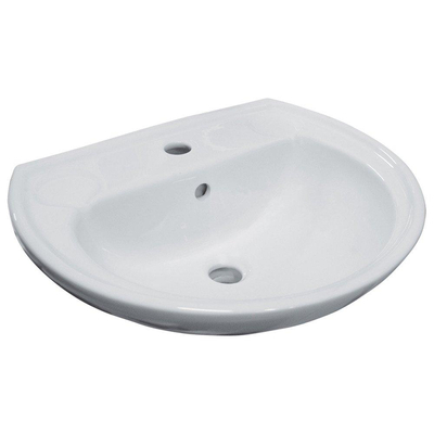 Allez par Van Marcke Atlas lavabo 50x41 cm porcelaine blanche avec trou de robinet traversant protection contre le trop-plein pour tout type de robinet.