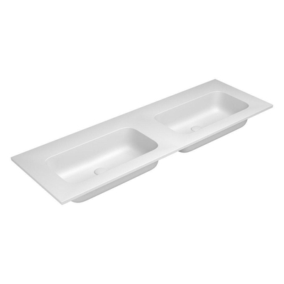 Nemo Stock by Falper Fin lavabo-plan double avec 2 lavabos Ceramilux avec trou d'évacuation sans trop-plein sans trou de robinet L1605 x W505 x H143 mm blanc mat