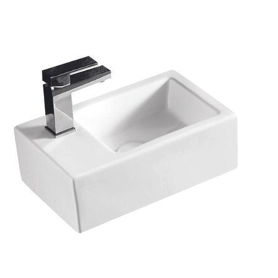 Nemo Spring Sula Lavabo compact - rectangulaire - 37x23.5cm - P4.5cm - trou de robinet à gauche D3.5cm - sans trop-plein - sans bonde de vidage - porcelaine blanc