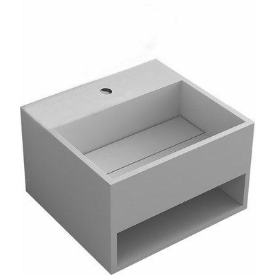 Nemo Stock Java Style lave-mains cubique avec tablette 330 x 330 mm composite minéral blanc mat