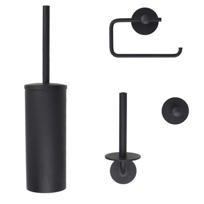 Nemo Spring Nero toiletaccessoireset - toiletborstelset - toiletrolhouder - reserverolhouder - mat zwart