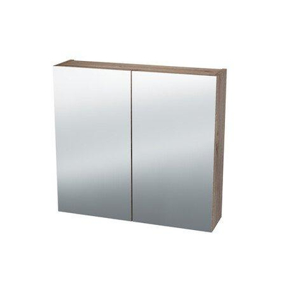 Nemo Spring Nebulo armoire de toilette L600 x H650 x P178 mm 1 porte étagères en verre avec prise sans interrupteur coloris Royal Oak Vanille