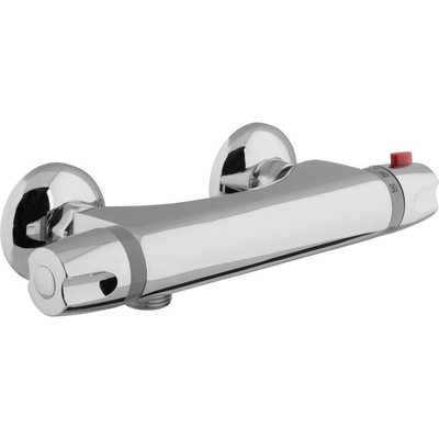 GO by Van Marcke Surf robinet de douche thermostatique blocage de sécurité entraxe 15 cm disques en céramique comprenant rosaces et raccords en S chrome