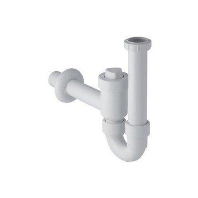 Geberit siphon uniflex verrouillable pp 6/4 avec réduction 6/4 x5/4 avec tube mural 40mm blanc