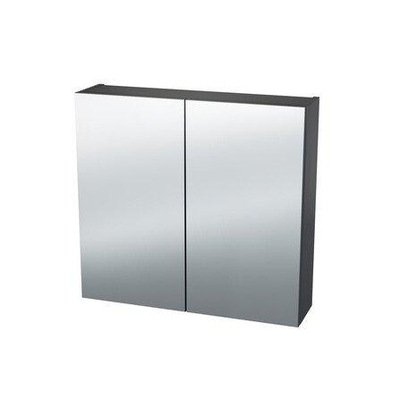 Nemo Spring Nebulo spiegelkast - 60x65x17.8cm - 1 deur - glazen leggers - met stopcontact - zonder schakelaar - enkelzijdige spiegeldeur - Onyx Grey