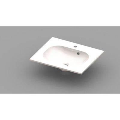 Nemo Spring Ovum Lavabo pour meuble avec 1 vasque 60x50x20cm avec trou de robinet et trop-plein marbre artificiel blanc