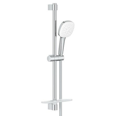 GROHE Tempesta 110 Cube Ensemble barre de douche - 60cm - douchette à main carrée - 3 types de jets - flexible de douche lisse - avec porte-savon - chrome