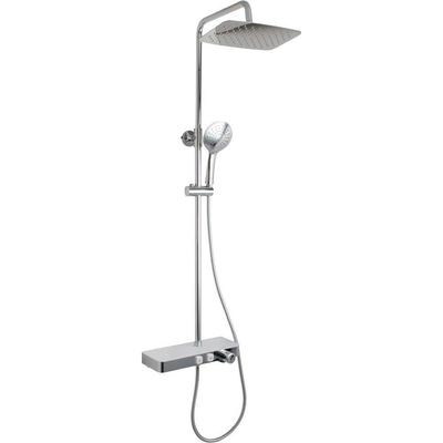 GO by Van Marcke Ivory ensemble de douche pluie apparent – thermostatique – douche de tête rectangulaire 30 cm – douchette – chrome