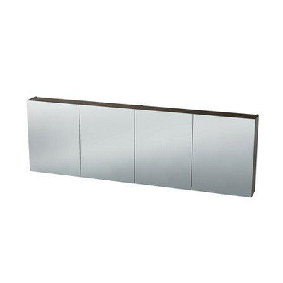 Nemo Spring Nebulo luxe spiegelkast - 180x65x17.8cm - 4 dubbelzijdige spiegeldeuren - glazen leggers - met stopcontact - zonder schakelaar - Basalt
