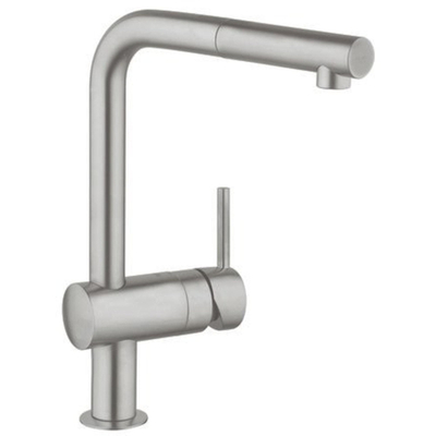 GROHE Minta Mitigeur de cuisine - haut - bec en L extensible - SuperSteel brossé