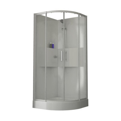 Nemo Start Lilou Cabine de douche complète quart de rond 90x90cm avec portes coulissantes, receveur de douche acrylique profilé blanc et verre clair