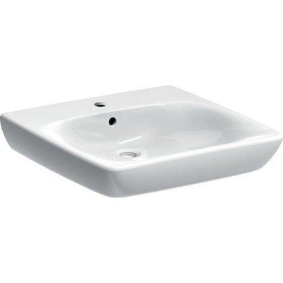 Geberit Renova Comfort wastafel - 650mm x - 550mm - met centraal kraangat - met overloop - wit