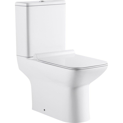 Nemo Go Ike PACK staand toilet H(PK) uitgang 18 cm reservoir met Geberit spoelmechanisme 36 L vierkant porselein wit met dunne softclose en takeoff zitting