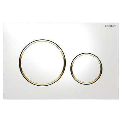 Geberit Sigma20 bedieningplaat, 2-toets spoeling frontbediening voor toilet 24.6x16.4cm wit goud wit