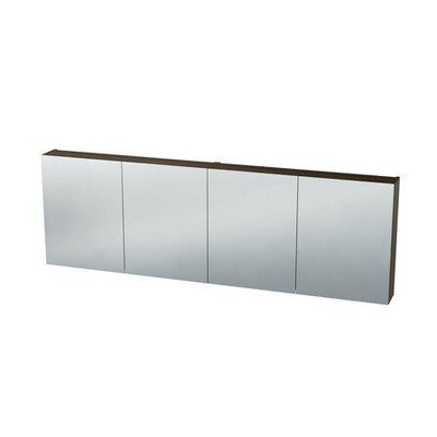 Nemo Spring Nebulo luxe spiegelkast - 180x65x17.8cm - 4 dubbelzijdige spiegeldeuren - glazen leggers - met stopcontact - zonder schakelaar - Carini Walnut Natur
