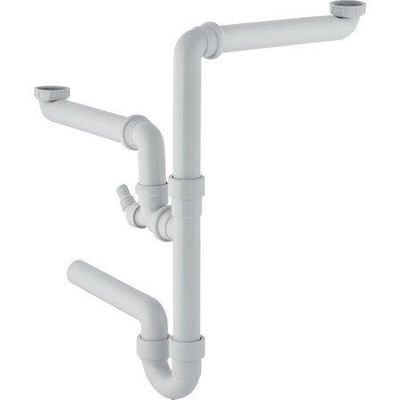 Geberit garniture d'évacuation pour évier avec 2 bacs avec coude d'évacuation gain de place PP 5/4xD40 blanc