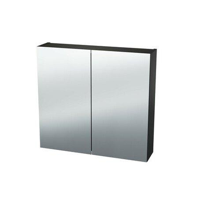 Nemo Spring Nebulo luxe spiegelkast - 60x65x17.8cm - 1 dubbelzijdige spiegeldeur - glazen leggers - met stopcontact - zonder schakelaar - Cosmos Grey